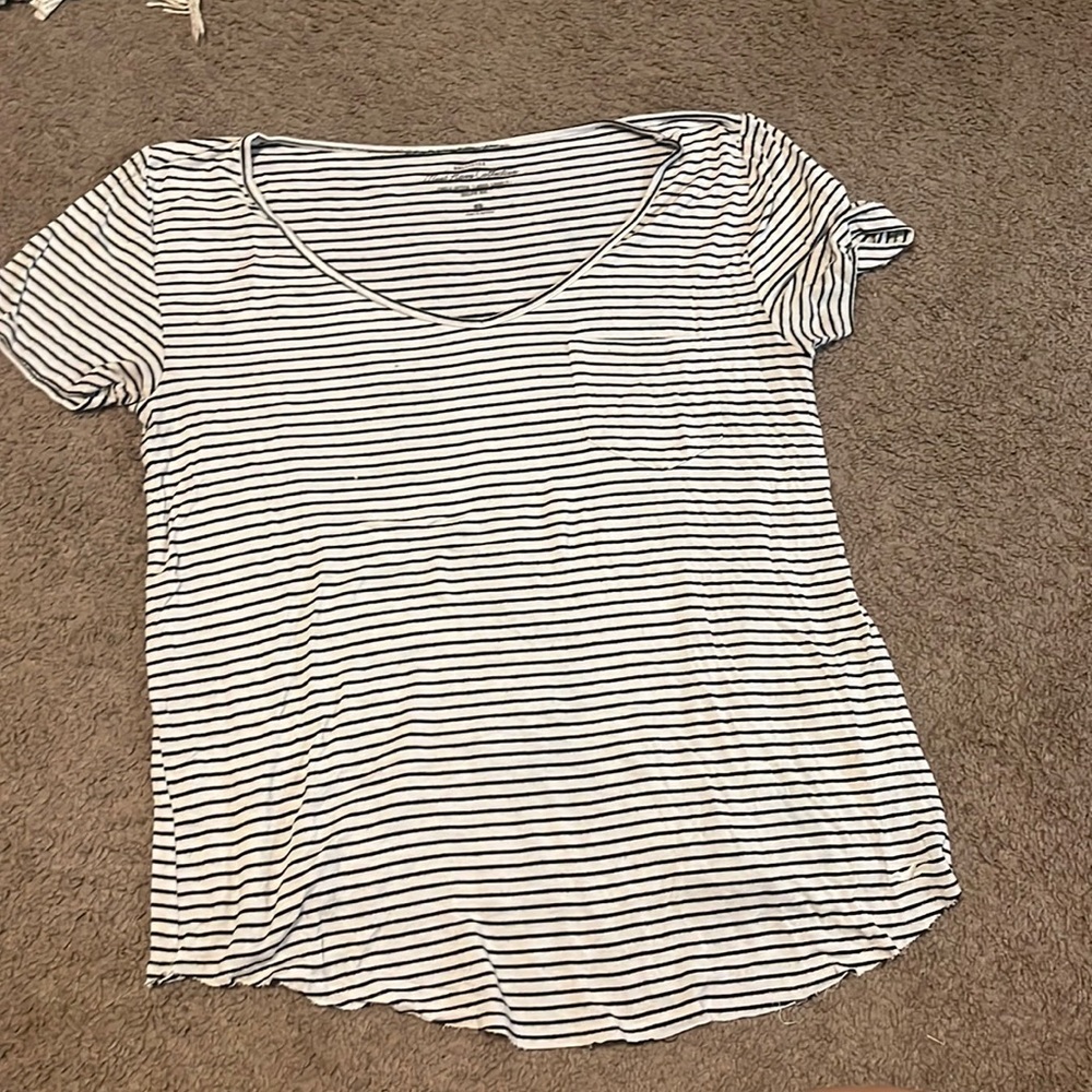 Hollister black and white striped shirt